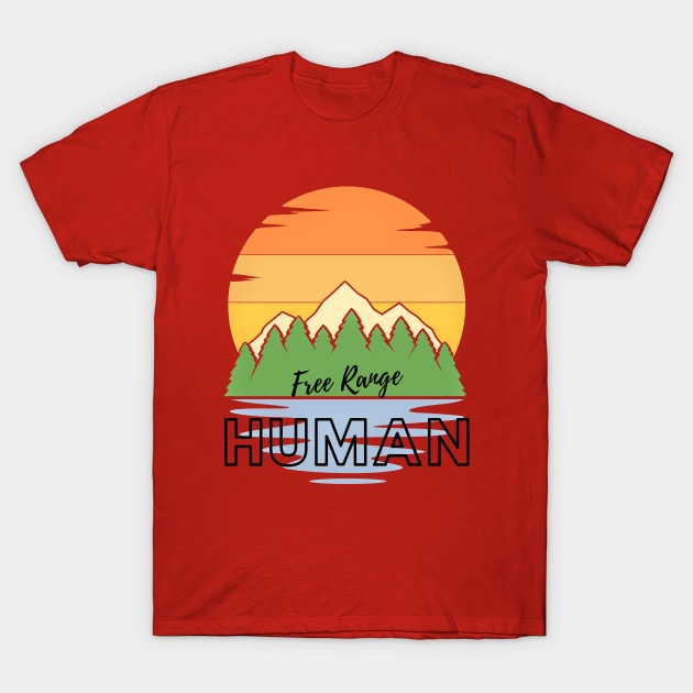 Free Range Human (trees at waters edge) T-Shirt by PersianFMts